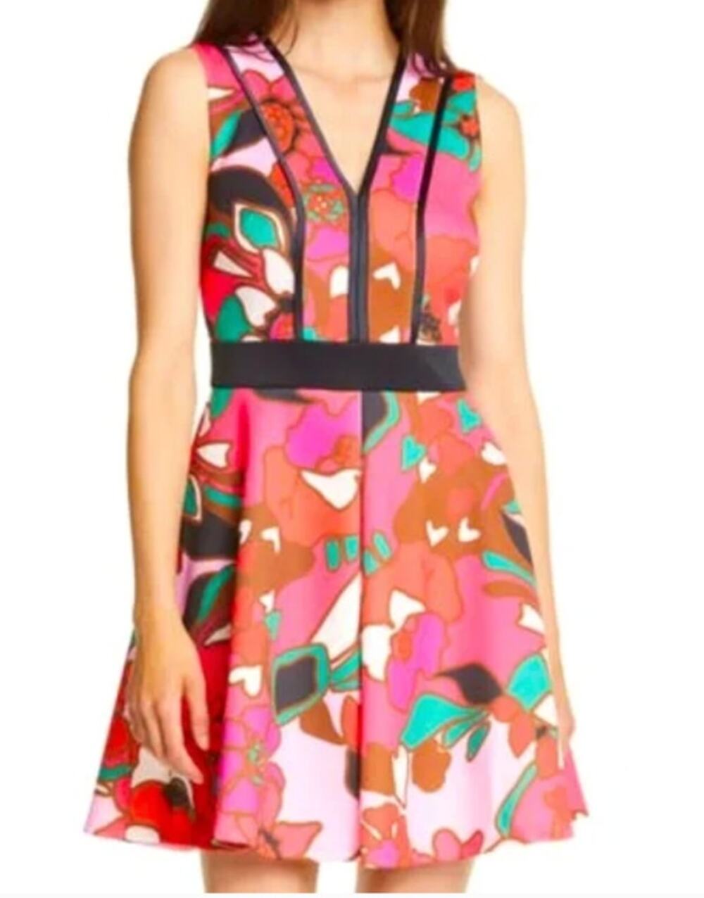 Ted Baker London Arilina Pinata Pipe Detail Skater Dress Pink Size 2 or US 6